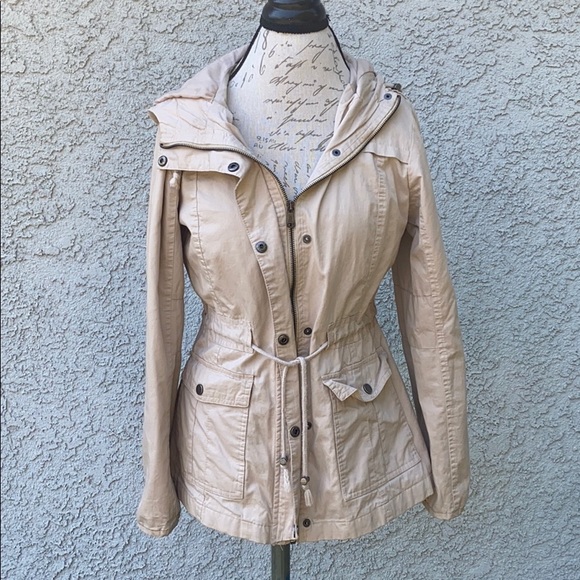 Nude Beige Cream Utility Jacket Coat 
